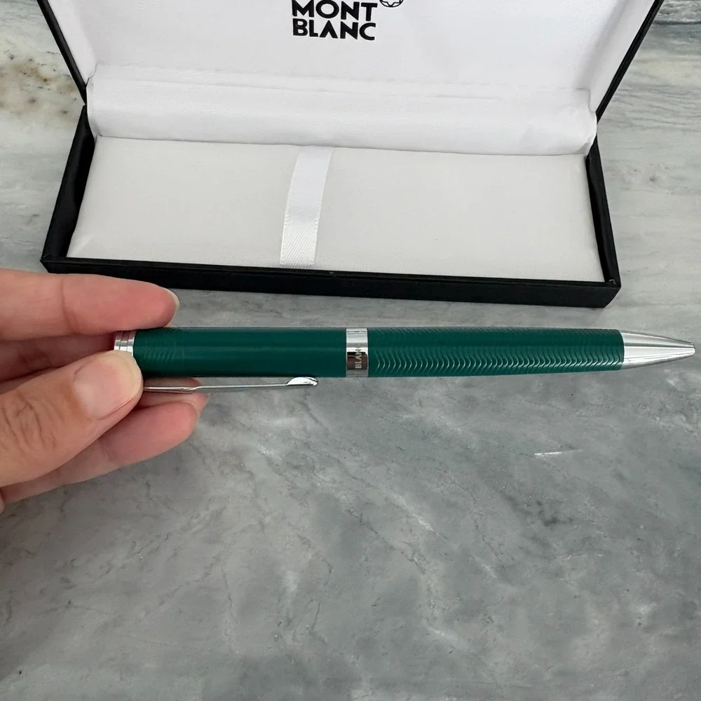 NWB Mont Blanc Pix Emerald Green Platinum Coated Blue Ink Ballpoint Pen